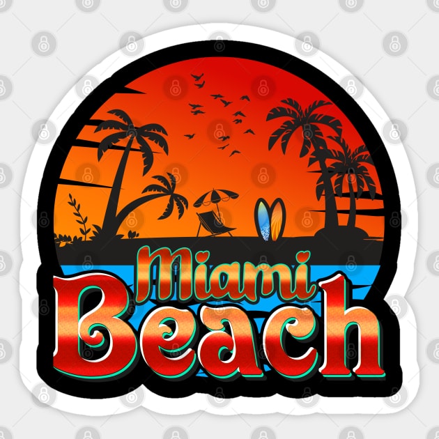 Miami florida beach Sunset Sticker by Tonibhardwaj